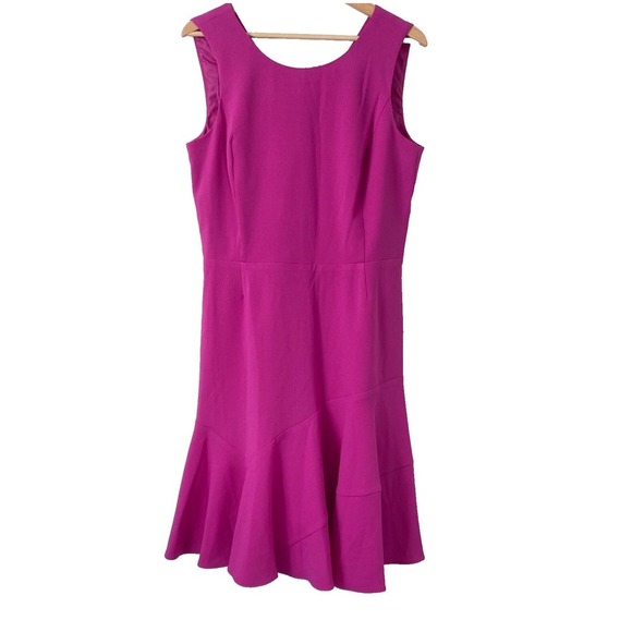 Covington Sleeveless Cocktail Midi Dress Fuchsia Pink Knee Length Flare Size 10 - Picture 1 of 9